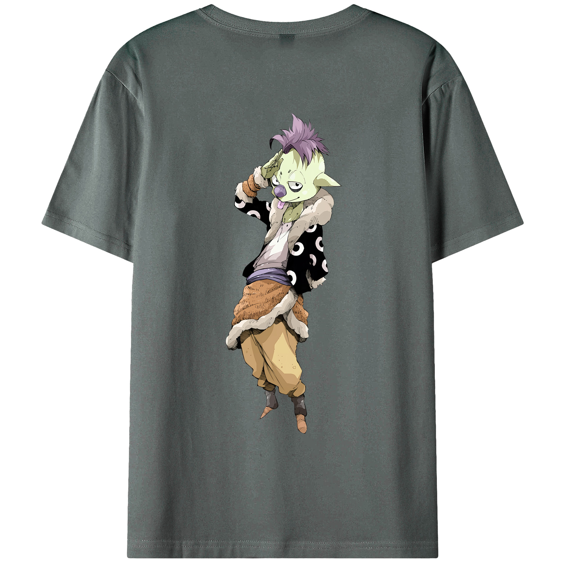 （画像用） 転スラ Regarding Reincarnated to Slime 綿100％ メンズ半袖Tシャツ（バックプリント） 通気性